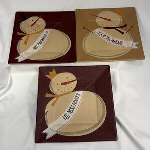 set of 3 Michelle L Kildow hand painted wooden plates